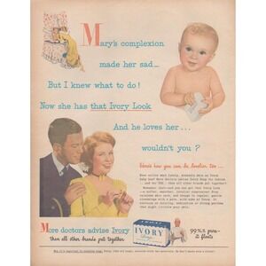 Vintage 1945 Ivory Soap Print Ad World War 2 Era Baby Beauty Advertising